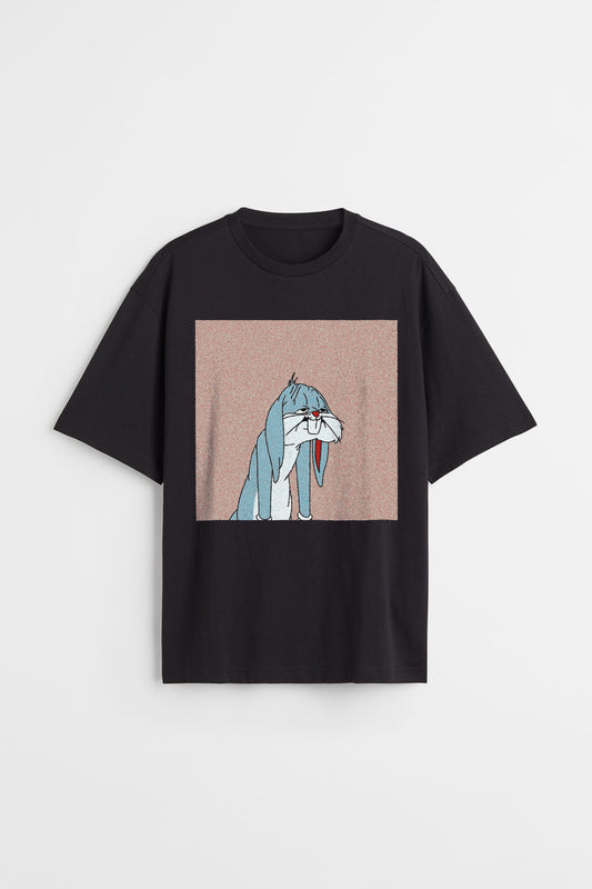 Kartoon Collection// Depressed wabbit oversized T-shirt